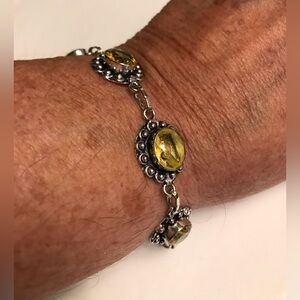 Citrine Stamped 925 Sterling Silver Bracelet